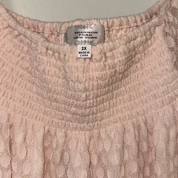 Shannon Ford New York Pink Lace Blouse Top Size 2X Ruffle Sleeves Stretchy 2X - Picture 4 of 11
